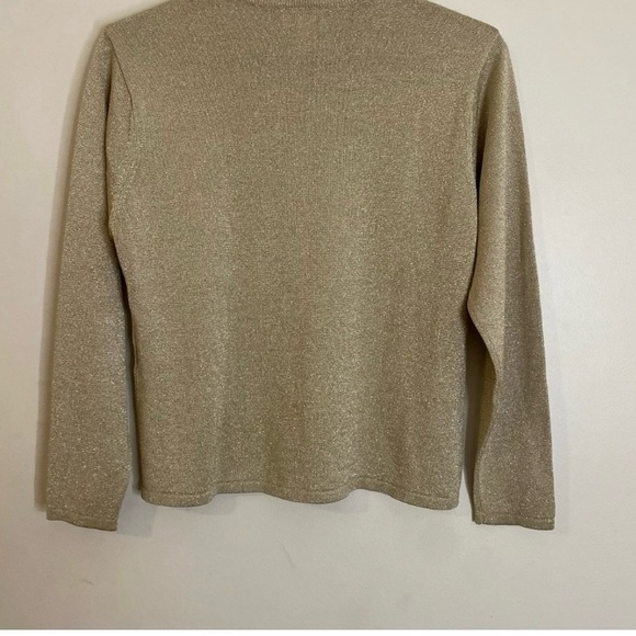 Vintage Talbots Silk blend Metallic Gold Mock-neck Sweater Petite size medium - Picture 6 of 7
